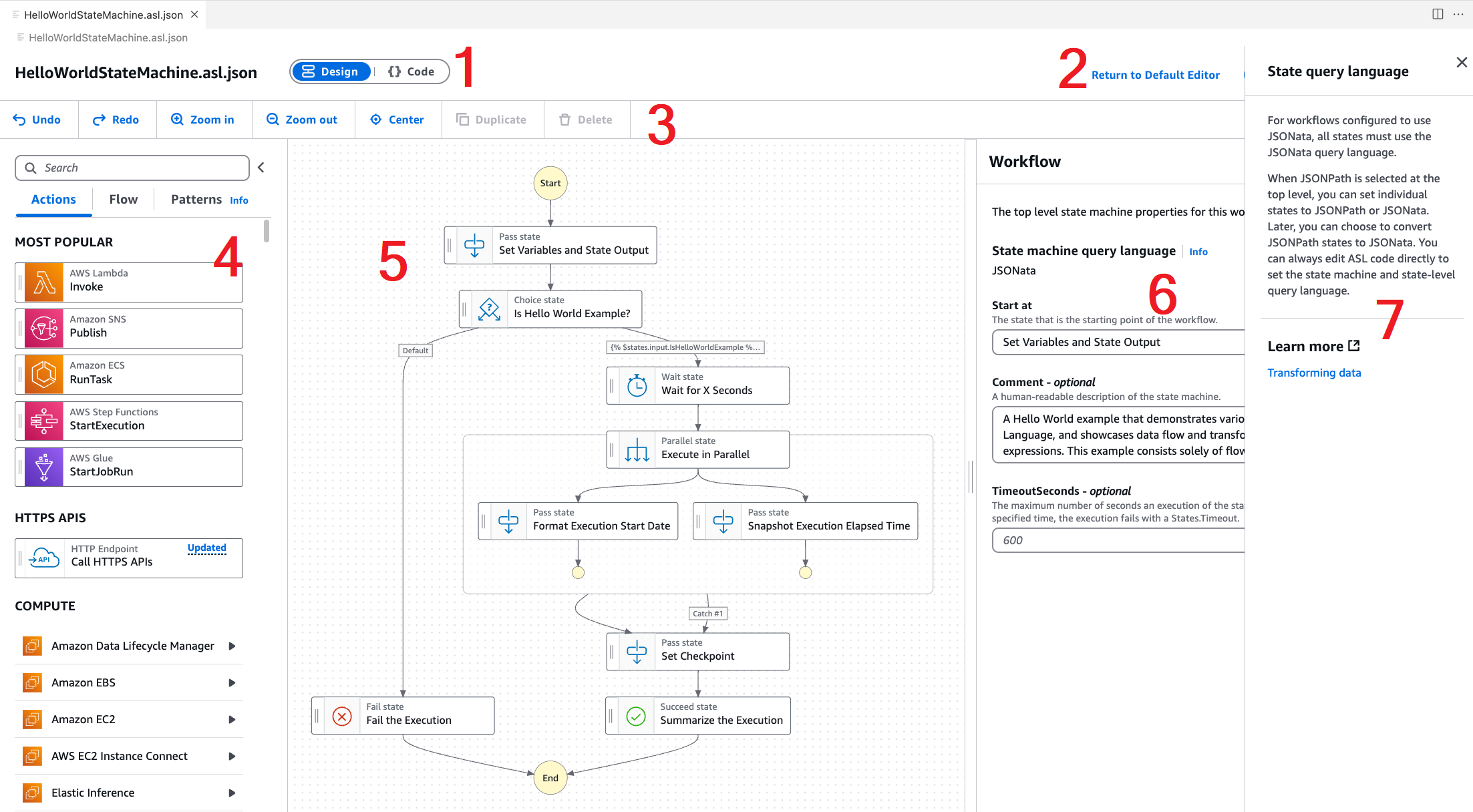 使用 AWS Step Functions Workflow Studio - AWS 適用於 VS 程式碼的工具組